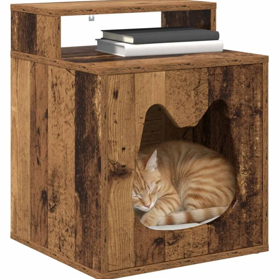 vidaXL Kattenhuis Oudhout 42,5 x 40 x 53,5 cm Bewerkt hout