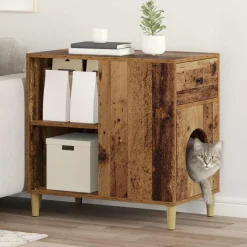 vidaXL Kattenhuis Oudhout 72 x 42,5 x 70 cm Bewerkt hout