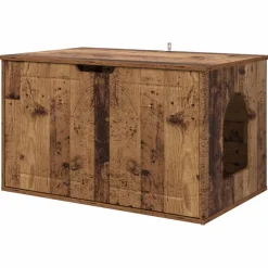 vidaXL Kattenhuis Oudhout 85 x 55 x 50,5 cm Bewerkt hout