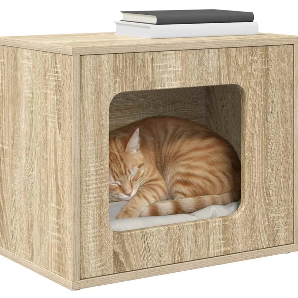 vidaXL Kattenhuis Sonoma 51 x 30 x 42,5 cm Bewerkt hout