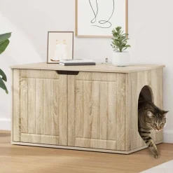 vidaXL Kattenhuis Sonoma 85 x 55 x 50,5 cm Bewerkt hout