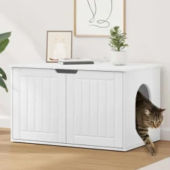 vidaXL Kattenhuis Wit 85 x 55 x 50,5 cm Bewerkt hout