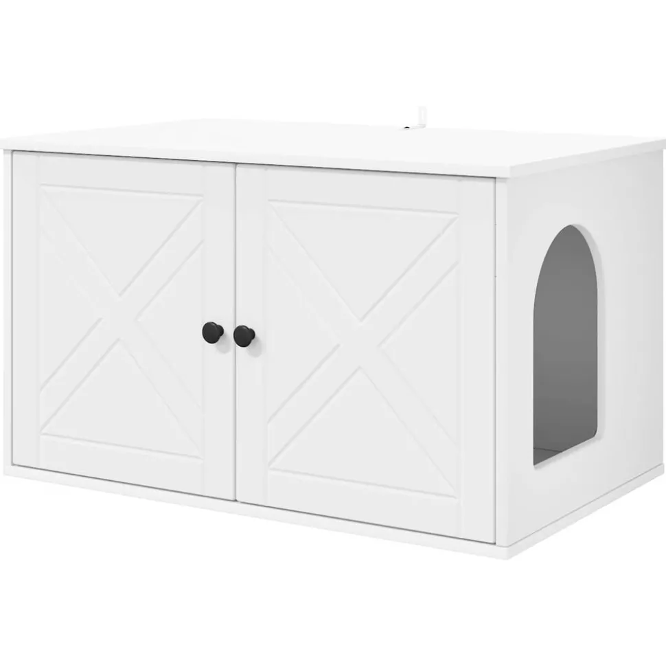 vidaXL Kattenhuis Wit 85 x 55 x 50,5 cm Bewerkt hout