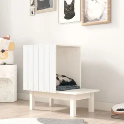 vidaXL Kattenhuis 60x36x60 cm massief grenenhout wit