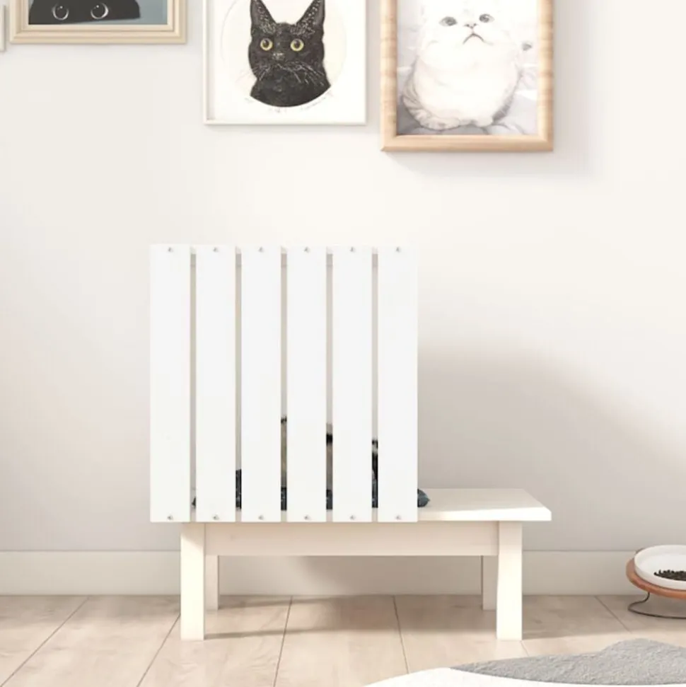 vidaXL Kattenhuis 60x36x60 cm massief grenenhout wit