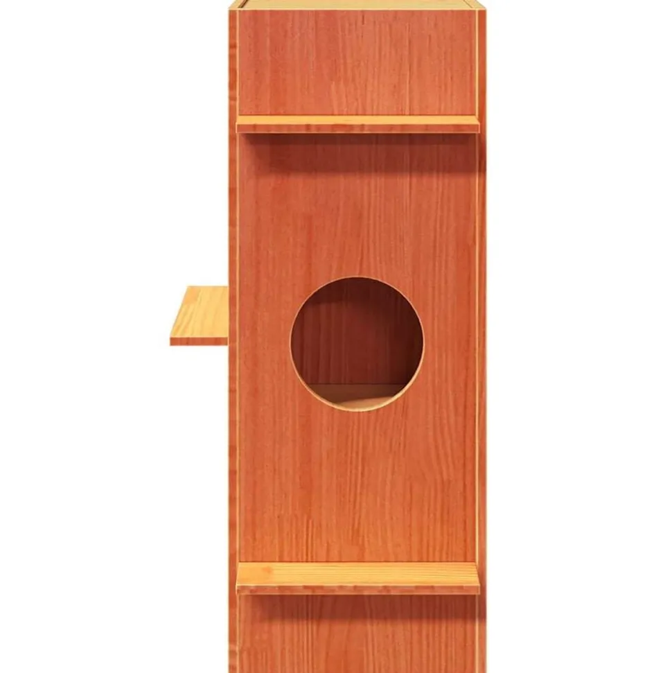 vidaXL Kattenhuis 43x43x90 cm massief grenenhout wasbruin