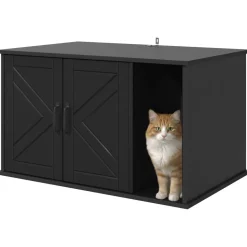 vidaXL Kattenhuis Zwart 85 x 55 x 50 cm Bewerkt hout
