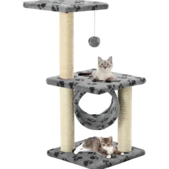 vidaXL Kattenkrabpaal met sisal krabpalen 65 cm pootafdrukken grijs