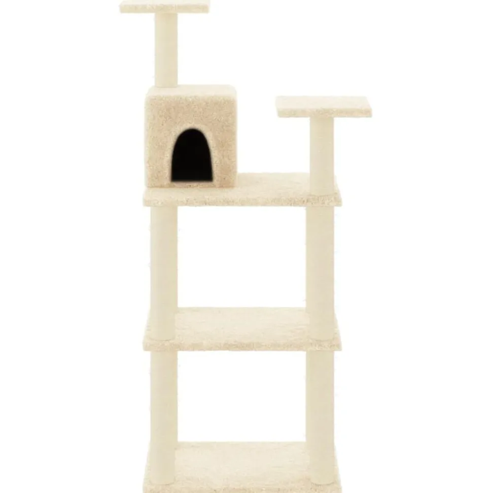 vidaXL Kattenkrabpaal met sisal krabpalen 118,5 cm crèmekleurig