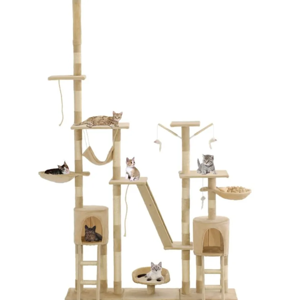 vidaXL Kattenkrabpaal met sisal krabpalen 230-250 cm beige