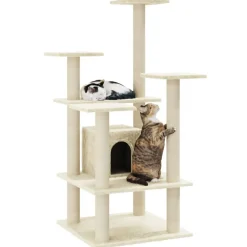 vidaXL Kattenkrabpaal met sisal krabpalen 110 cm crèmekleurig