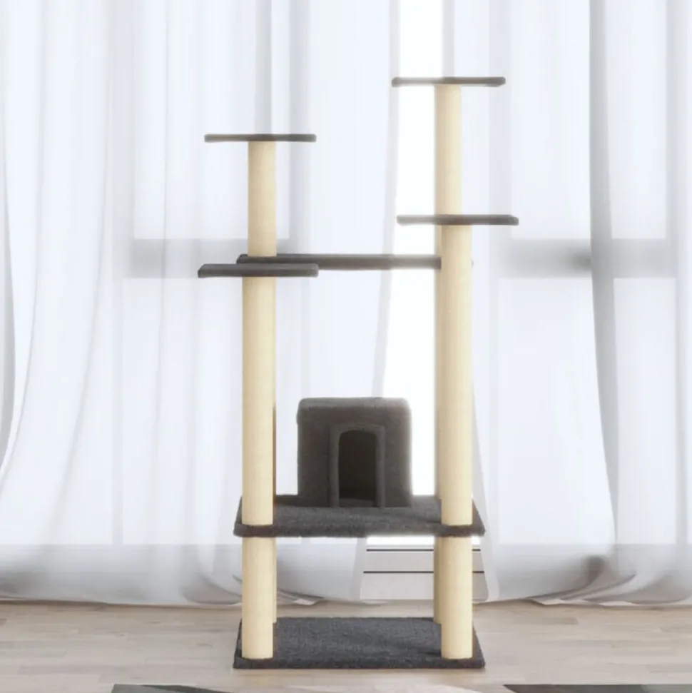 vidaXL Kattenkrabpaal met sisal krabpalen 110 cm donkergrijs