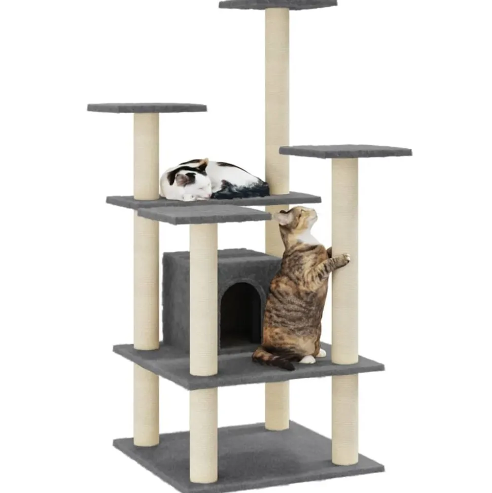 vidaXL Kattenkrabpaal met sisal krabpalen 110 cm donkergrijs