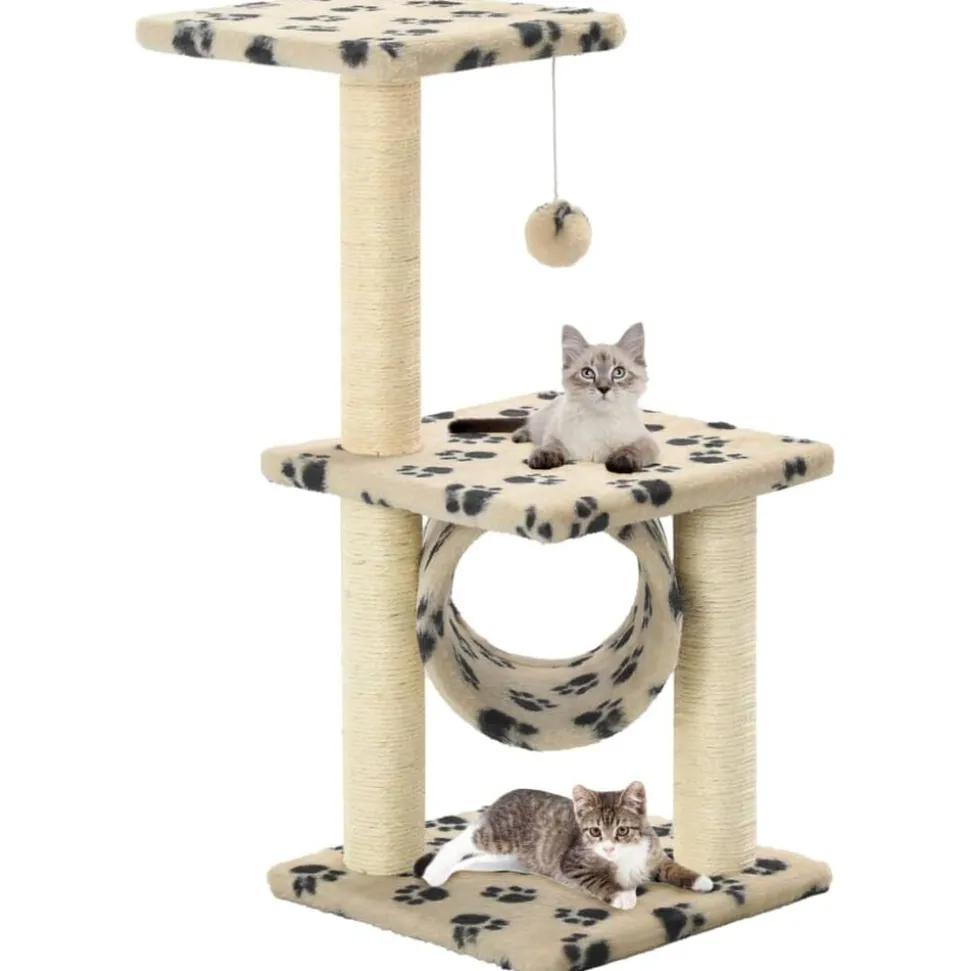 vidaXL Kattenkrabpaal met sisal krabpalen 65 cm pootafdrukken beige