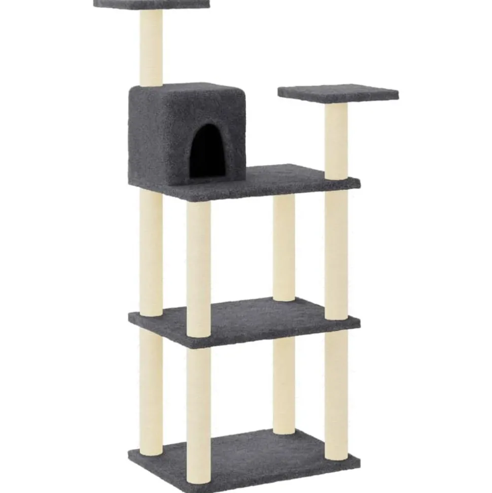 vidaXL Kattenkrabpaal met sisal krabpalen 118,5 cm donkergrijs
