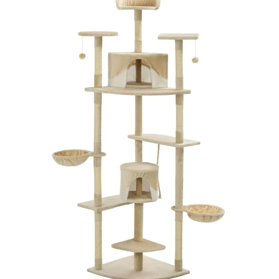 vidaXL Kattenkrabpaal met sisal krabpalen 203 cm beige en wit
