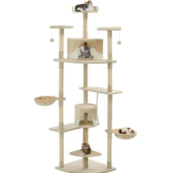 vidaXL Kattenkrabpaal met sisal krabpalen 203 cm beige en wit