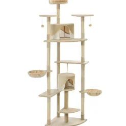 vidaXL Kattenkrabpaal met sisal krabpalen 203 cm beige en wit