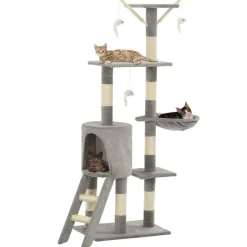 vidaXL Kattenkrabpaal met sisal krabpalen 138 cm grijs