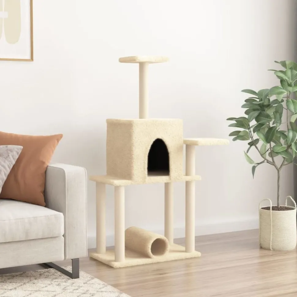 vidaXL Kattenmeubel met sisal krabpalen 122 cm crèmekleurig
