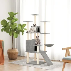 vidaXL Kattenmeubel met sisal krabpalen 154 cm lichtgrijs