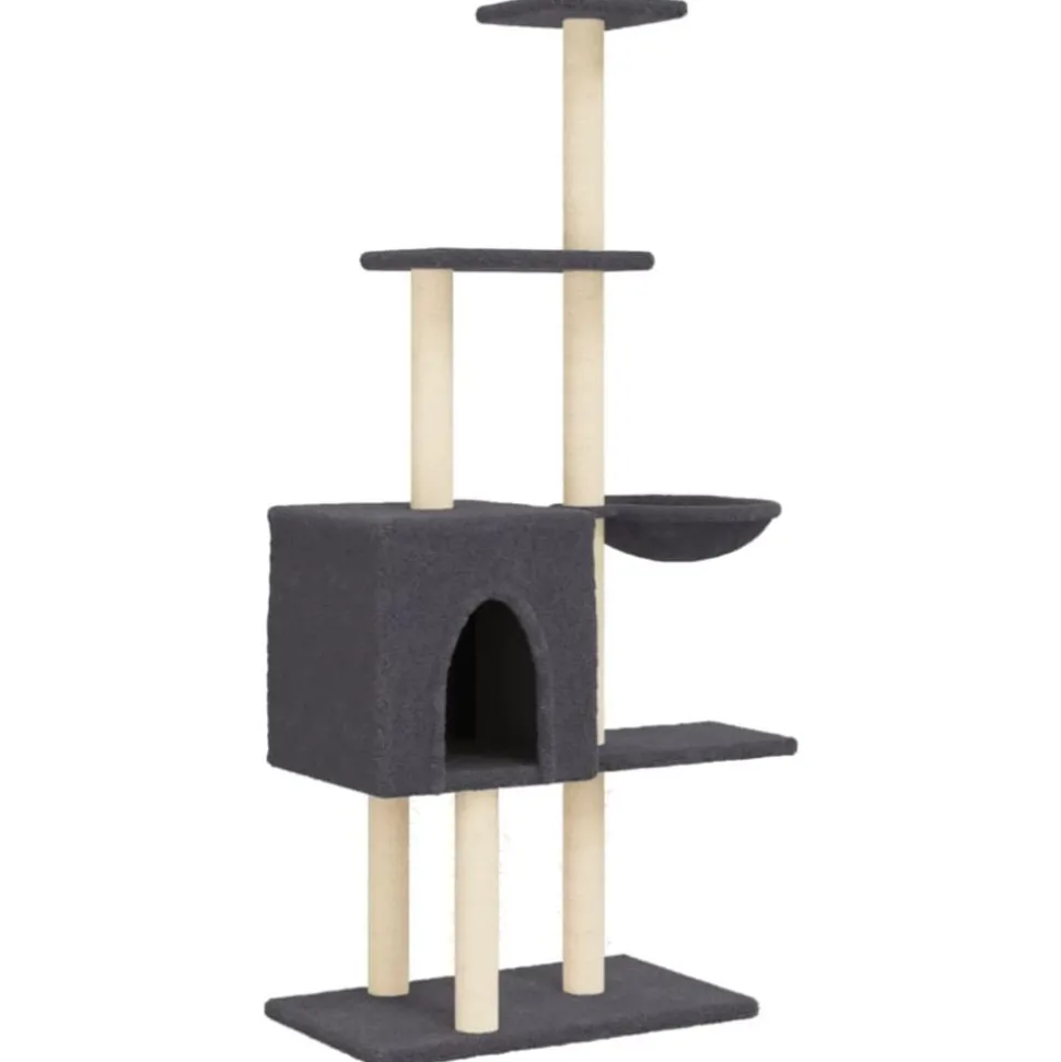 vidaXL Kattenmeubel met sisal krabpalen 145 cm donkergrijs