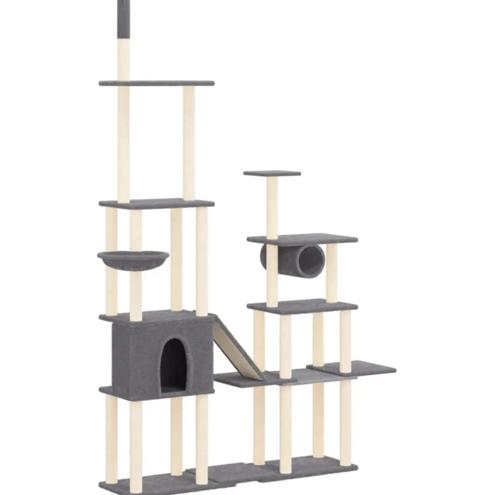 vidaXL Kattenmeubel met sisal krabpalen 279 cm donkergrijs