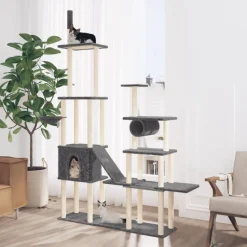 vidaXL Kattenmeubel met sisal krabpalen 279 cm donkergrijs