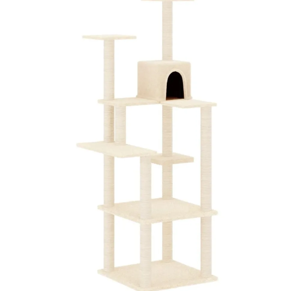vidaXL Kattenmeubel met sisal krabpalen 153 cm crèmekleurig