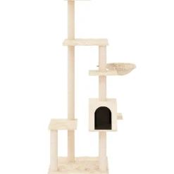 vidaXL Kattenmeubel met sisal krabpalen 142 cm crèmekleurig