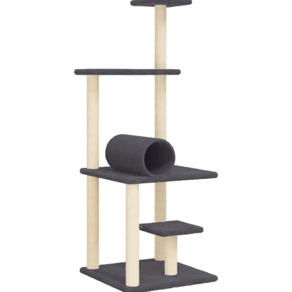 vidaXL Kattenmeubel met sisal krabpalen 136 cm donkergrijs