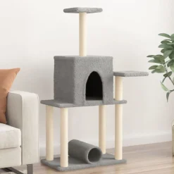 vidaXL Kattenmeubel met sisal krabpalen 122 cm lichtgrijs