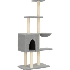 vidaXL Kattenmeubel met sisal krabpalen 145 cm lichtgrijs