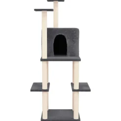 vidaXL Kattenmeubel met sisal krabpalen 144,5 cm donkergrijs