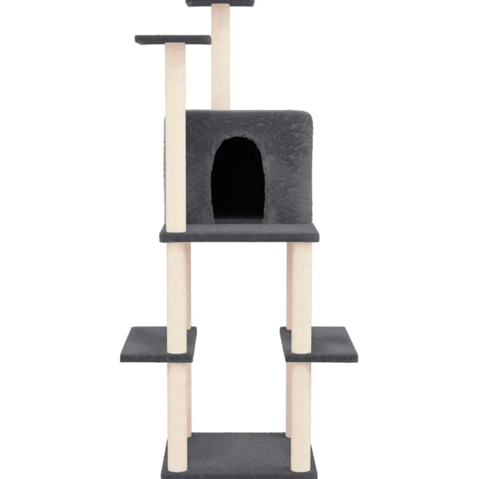 vidaXL Kattenmeubel met sisal krabpalen 144,5 cm donkergrijs