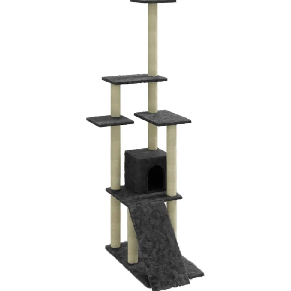 vidaXL Kattenmeubel met sisal krabpalen 155 cm donkergrijs