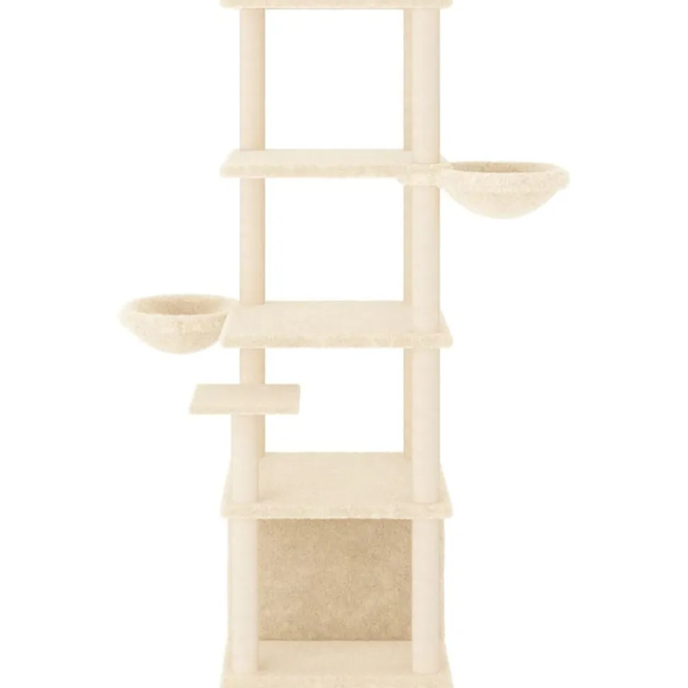 vidaXL Kattenmeubel met sisal krabpalen 147 cm crèmekleurig