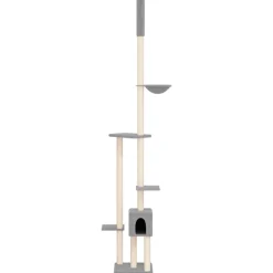 vidaXL Kattenmeubel vloer tot plafond 258,5-284,5 cm lichtgrijs
