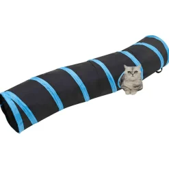 vidaXL Kattentunnel S-vorm 122 cm polyester zwart en blauw