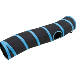 vidaXL Kattentunnel S-vorm 122 cm polyester zwart en blauw