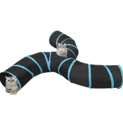 vidaXL Kattentunnel 3-voudig 25 cm polyester zwart en blauw