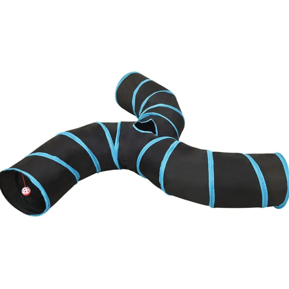 vidaXL Kattentunnel 3-voudig 25 cm polyester zwart en blauw