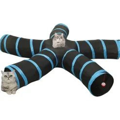 vidaXL Kattentunnel 5-voudig 25 cm polyester zwart en blauw