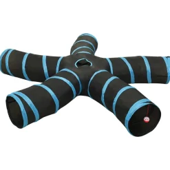 vidaXL Kattentunnel 5-voudig 25 cm polyester zwart en blauw