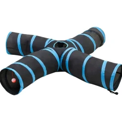 vidaXL Kattentunnel 4-voudig 25 cm polyester zwart en blauw