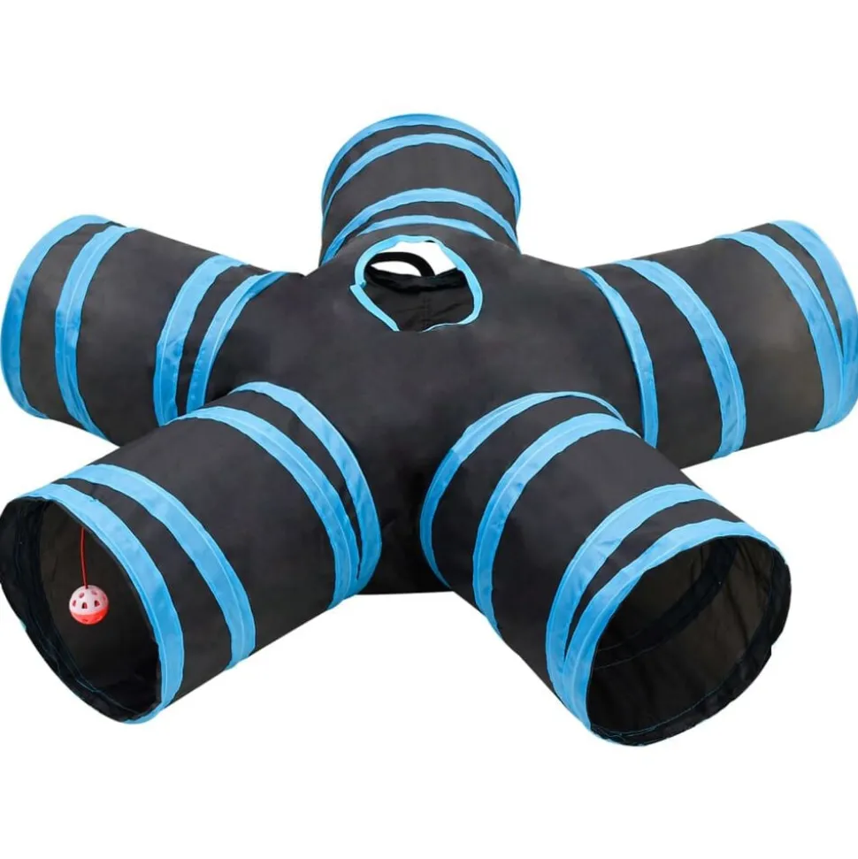 vidaXL Kattentunnel 5-voudig 25 cm polyester zwart en blauw