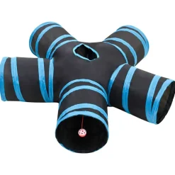 vidaXL Kattentunnel 5-voudig 25 cm polyester zwart en blauw