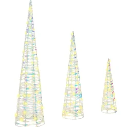 vidaXL Kerstboom met 90 LED 3 pcs Warmwit 20 x 20 x 80 cm PET