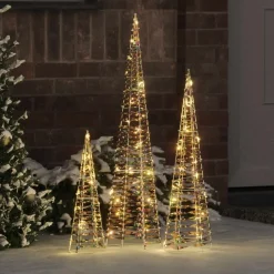 vidaXL Kerstboom met 90 LED 3 pcs Warmwit 20 x 20 x 80 cm PET