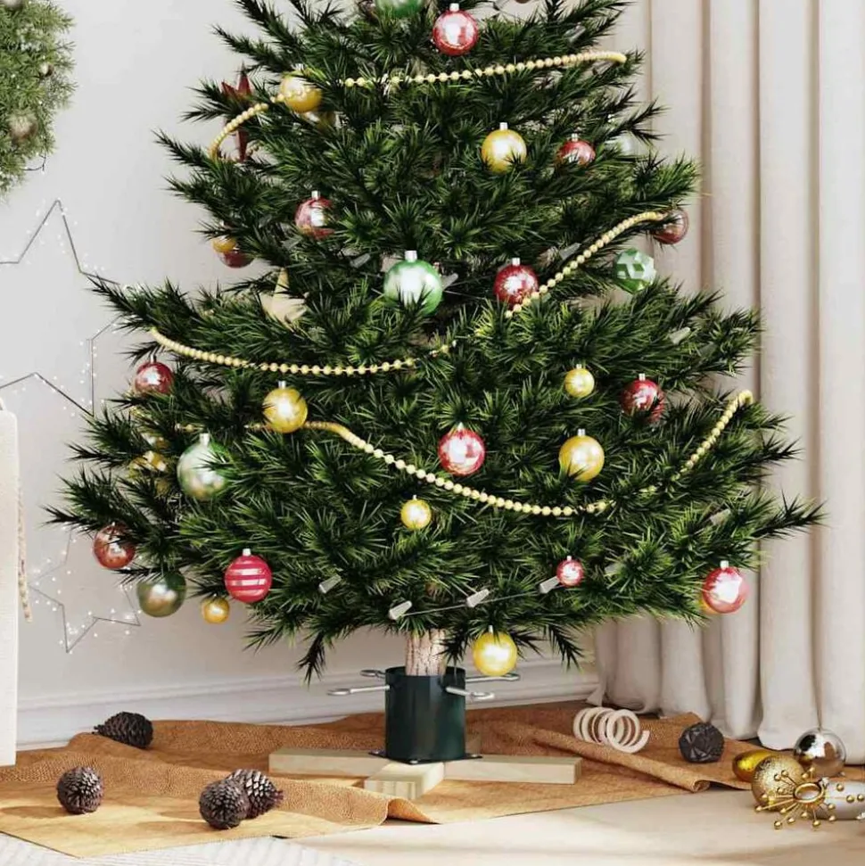 vidaXL Kerstboomstandaard Groen 50 x 50 x 16 cm Massief grenenhout
